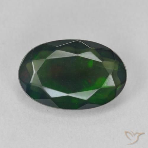 1.52ct 자연스러운 다색 블랙 오팔, 타원형, 투명한