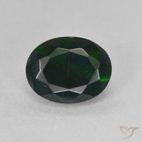 1.17ct 자연스러운 다색 블랙 오팔, 타원형, 투명한
