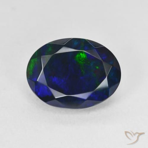 2.18ct 자연스러운 다색 블랙 오팔, 타원형, 투명한