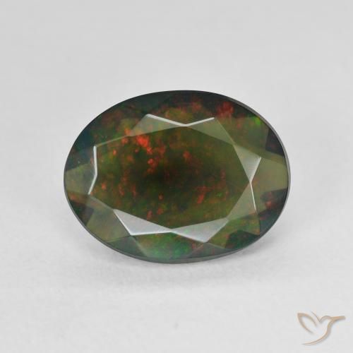 2.07ct 자연스러운 다색 블랙 오팔, 타원형, 투명한