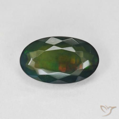 2.10ct 자연스러운 다색 블랙 오팔, 타원형, 투명한