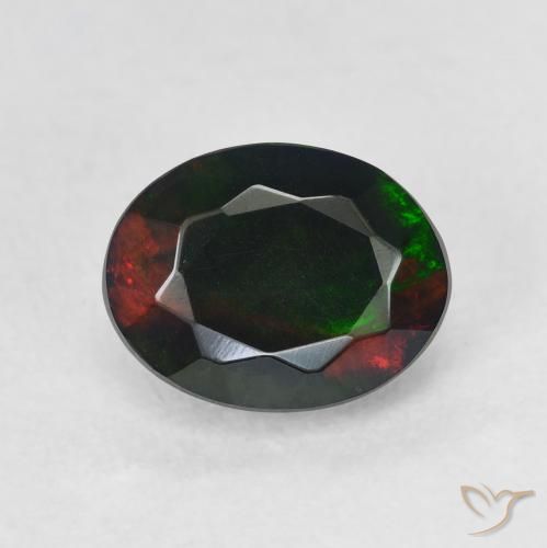 1.12ct 자연스러운 다색 블랙 오팔, 타원형, 투명한