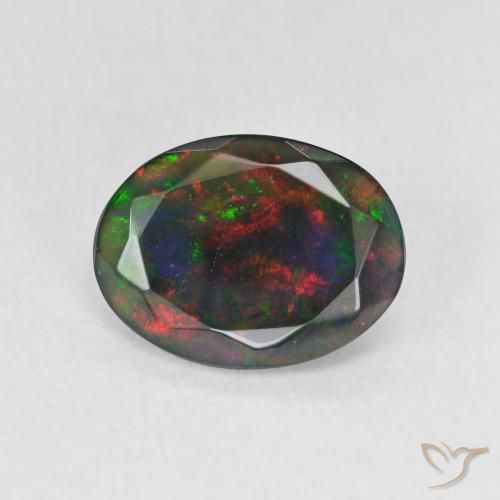 1.16ct 자연스러운 다색 블랙 오팔, 타원형, 투명한