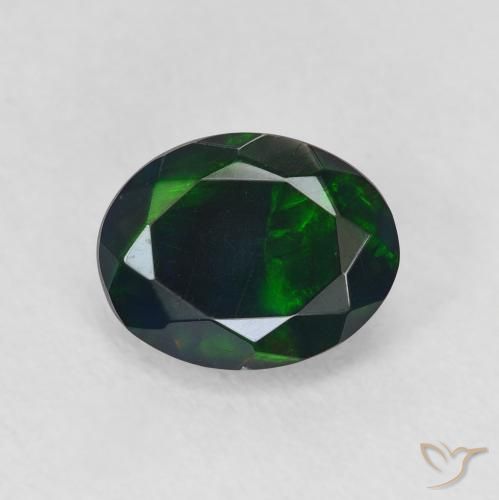 0.92ct 자연스러운 다색 블랙 오팔, 타원형, 투명한