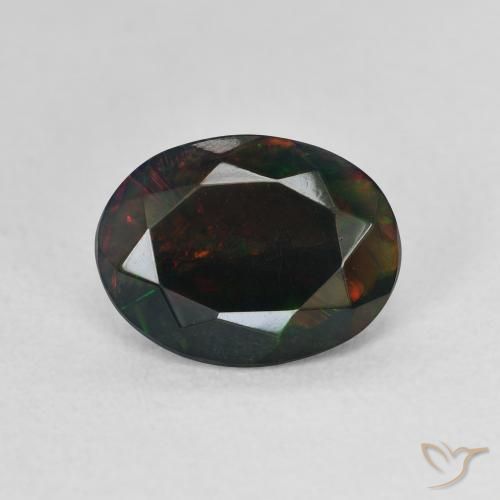 1.19ct 자연스러운 다색 블랙 오팔, 타원형, 투명한