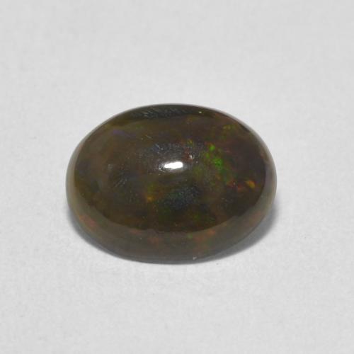 0.84ct 자연스러운 다색 블랙 오팔, 타원형, 불투명체