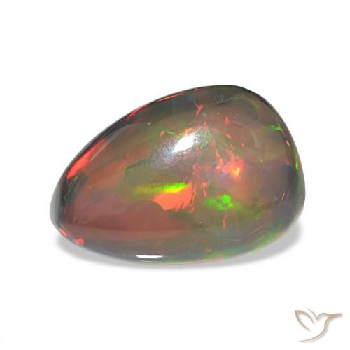 6.78ct 다색 블랙 오팔, 배 모양, 불투명체