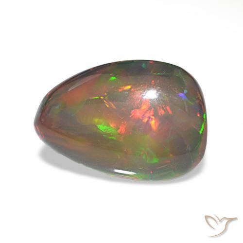 6.78캐럿 천연 다색 블랙 오팔, 배 모양, 불투명체