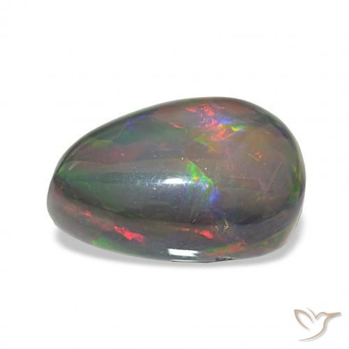 6.78캐럿 천연 다색 블랙 오팔, 배 모양, 불투명체