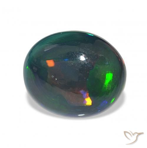 8.10캐럿 천연 다색 블랙 오팔, 타원형, 불투명체