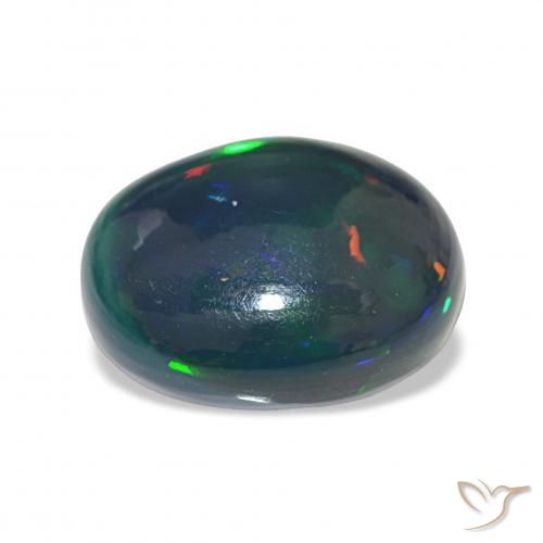 8.10캐럿 천연 다색 블랙 오팔, 타원형, 불투명체