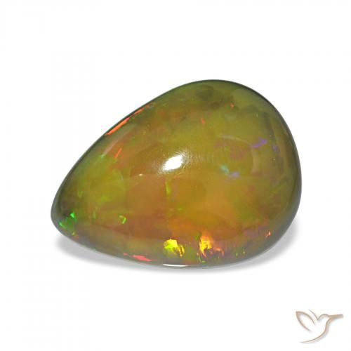 6.70ct 다색 블랙 오팔, 배 모양, 불투명체