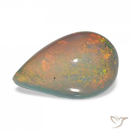 3.98ct 다색 블랙 오팔, 배 모양, 불투명체