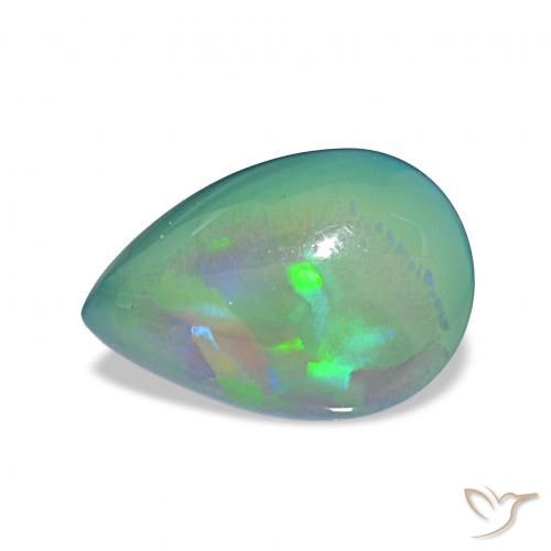4.97ct 다색 블랙 오팔, 배 모양, 불투명체