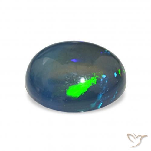 4.13캐럿 천연 다색 블랙 오팔, 타원형, 불투명체