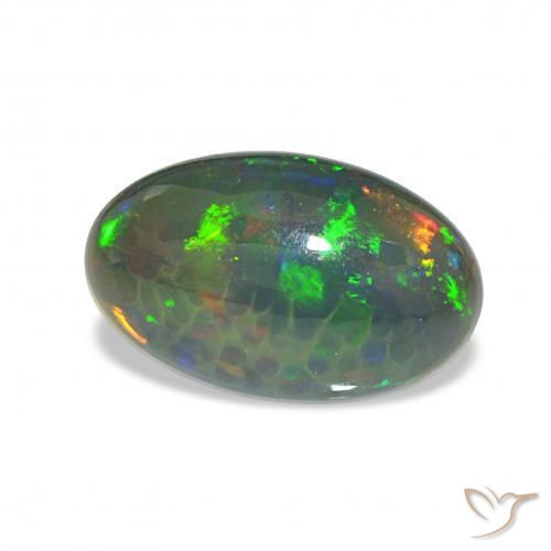 2.64캐럿 천연 다색 블랙 오팔, 타원형, 불투명체