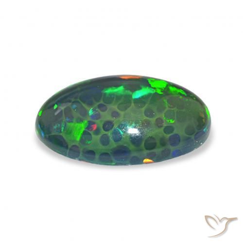 2.64캐럿 천연 다색 블랙 오팔, 타원형, 불투명체