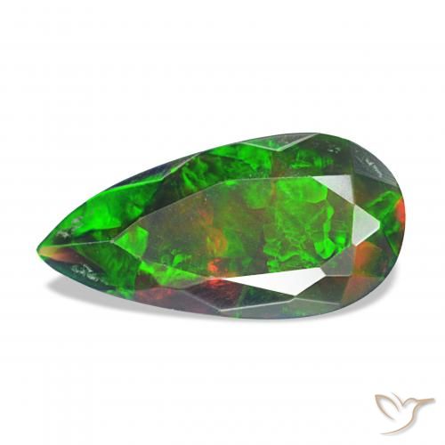 2.04ct 다색 블랙 오팔, 배 모양, 불투명체
