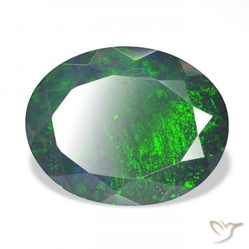 5.15캐럿 천연 다색 블랙 오팔, 타원형, 불투명체