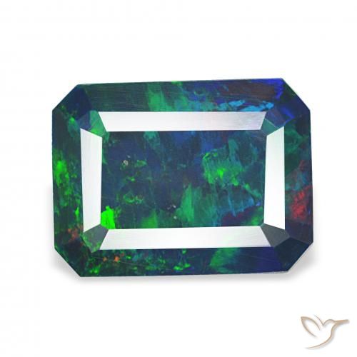 1.81ct 다색 블랙 오팔, 에메랄드 컷, 불투명체