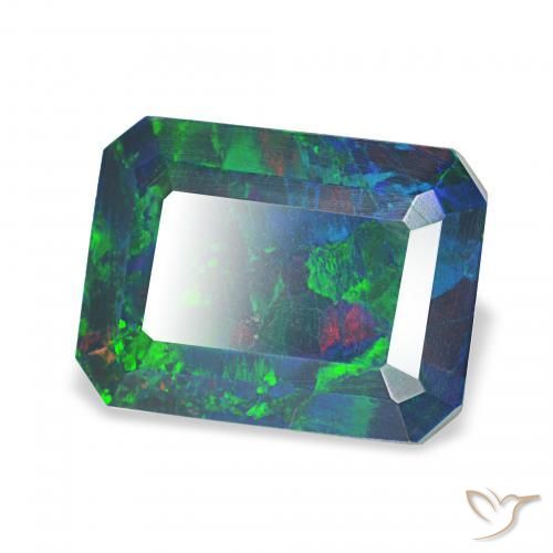 1.81캐럿 천연 다색 블랙 오팔, 옥타곤 / 에메랄드 컷, 불투명체