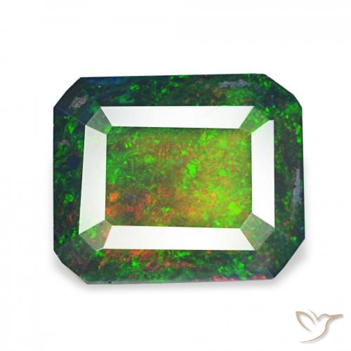 2.23ct 다색 블랙 오팔, 에메랄드 컷, 불투명체