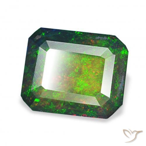 2.23캐럿 천연 다색 블랙 오팔, 옥타곤 / 에메랄드 컷, 불투명체