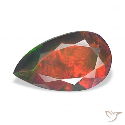 2.11ct 다색 블랙 오팔, 배 모양, 불투명체