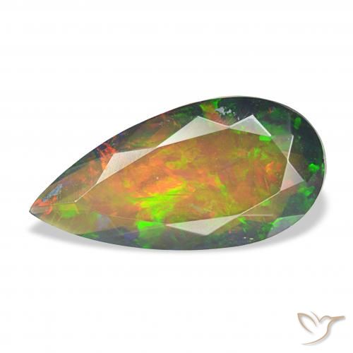 2.45ct 다색 블랙 오팔, 배 모양, 불투명체