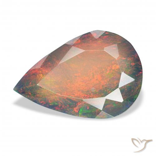2.89ct 다색 블랙 오팔, 배 모양, 불투명체
