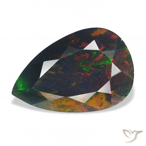 6.18ct 다색 블랙 오팔, 배 모양, 불투명체