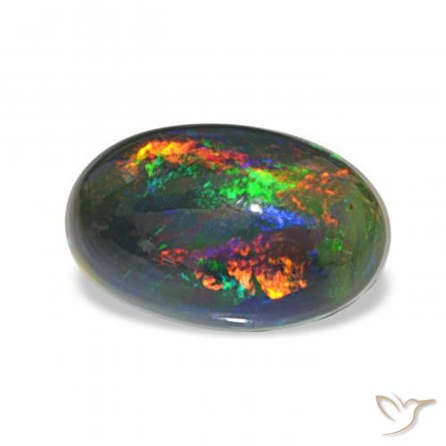 2.13캐럿 천연 다색 블랙 오팔, 타원형, 불투명체