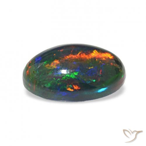 2.13캐럿 천연 다색 블랙 오팔, 타원형, 불투명체