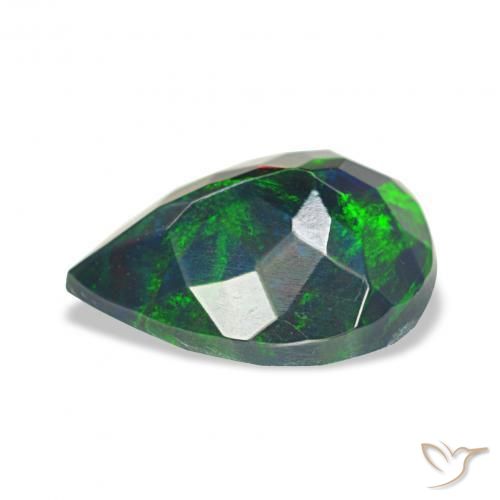 1.13캐럿 천연 다색 블랙 오팔, 배 모양, 불투명체