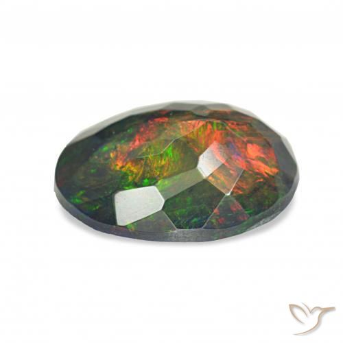 1.60캐럿 천연 다색 블랙 오팔, 타원형, 불투명체