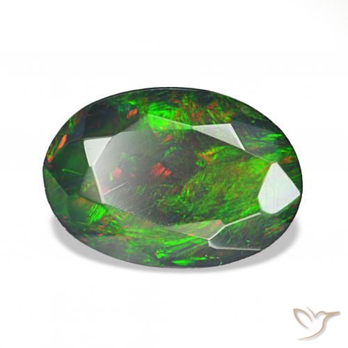 1.48캐럿 천연 다색 블랙 오팔, 타원형, 불투명체