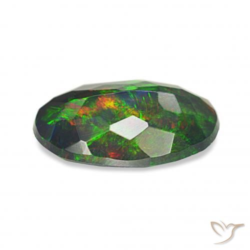 1.48캐럿 천연 다색 블랙 오팔, 타원형, 불투명체