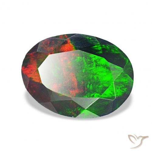 1.07캐럿 천연 다색 블랙 오팔, 타원형, 불투명체