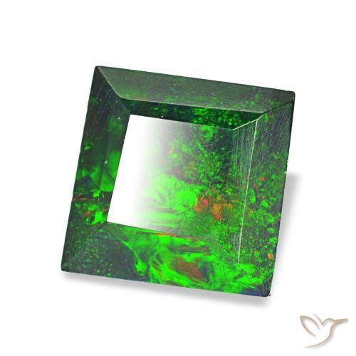 1.00캐럿 천연 다색 블랙 오팔, 정사각형, 불투명체