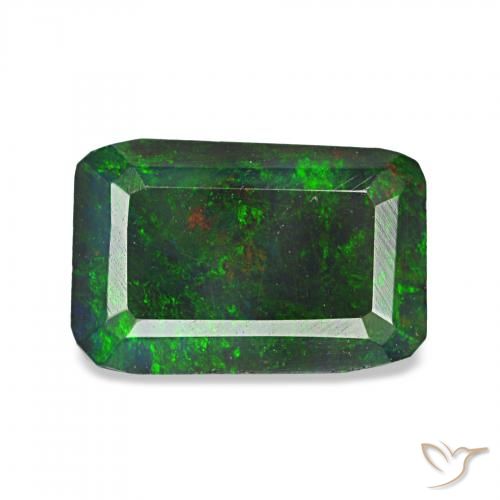 0.89캐럿 천연 다색 블랙 오팔, 옥타곤 / 에메랄드 컷, 불투명체