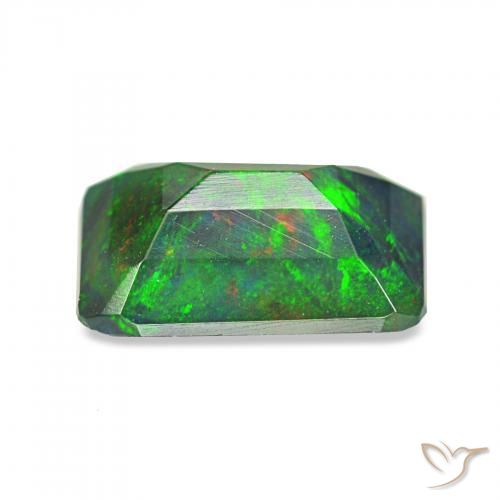 0.89캐럿 천연 다색 블랙 오팔, 옥타곤 / 에메랄드 컷, 불투명체