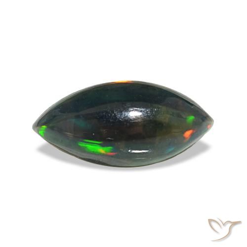 0.64캐럿 천연 멀티컬러 블랙 오팔, 마퀴즈, 9.9×4.8 mm, 투명한