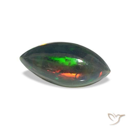 0.64캐럿 천연 멀티컬러 블랙 오팔, 마퀴즈, 9.9×4.8 mm, 투명한