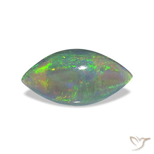 0.56캐럿 천연 멀티컬러 블랙 오팔, 마퀴즈, 9.8×5 mm, 투명한