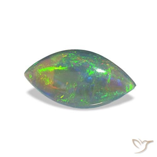 0.56캐럿 천연 멀티컬러 블랙 오팔, 마퀴즈, 9.8×5 mm, 투명한