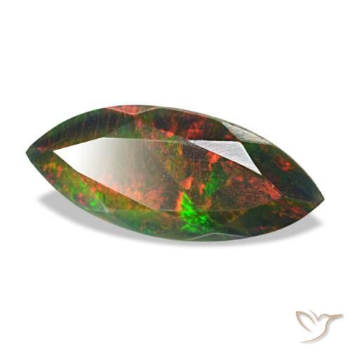 1.58캐럿 천연 멀티컬러 블랙 오팔, 마퀴즈, 13.7×6 mm, 투명한