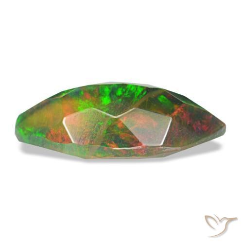 1.58캐럿 천연 멀티컬러 블랙 오팔, 마퀴즈, 13.7×6 mm, 투명한