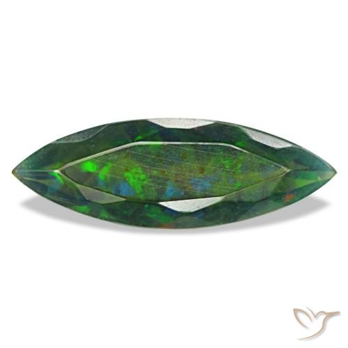 2.17캐럿 천연 멀티컬러 블랙 오팔, 마퀴즈, 18.3×6.3 mm, 투명한