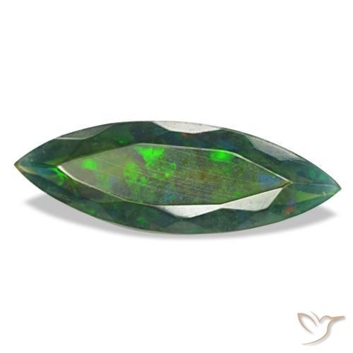 2.17캐럿 천연 멀티컬러 블랙 오팔, 마퀴즈, 18.3×6.3 mm, 투명한