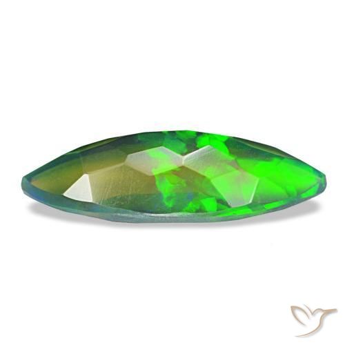 1.50캐럿 천연 멀티컬러 블랙 오팔, 마퀴즈, 15.4×5.7 mm, 투명한